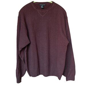 Geoffrey Beene Cashmere Sweater Burgundy Wool Thin Knit Crew Neck Long Sleeve